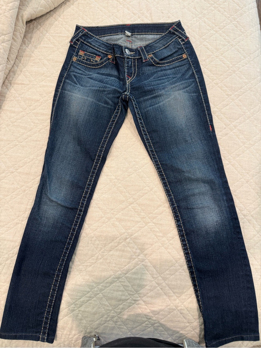 True Religion Dark Wash Women's Skinny Big T  Sz 27
